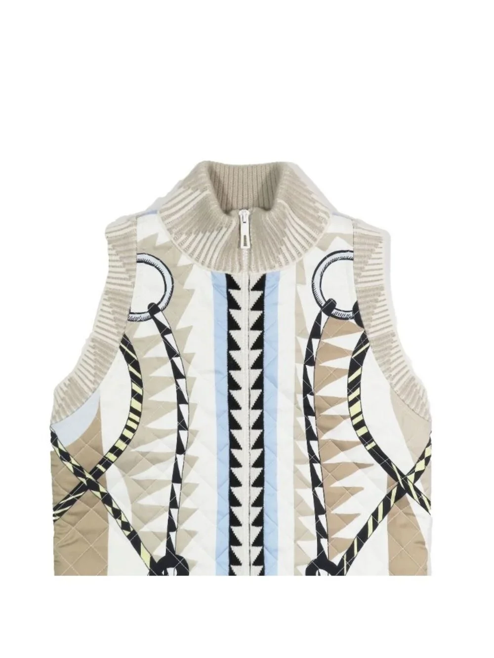 Hermes Twill Rene Cassil Scarf Print Knit Contrast Quilted Long Down Jacket - Picture 6 of 11